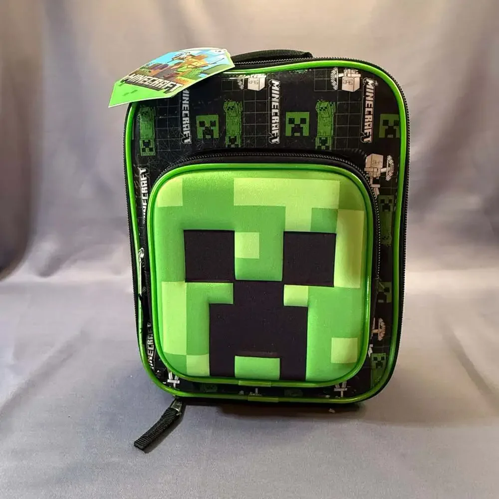 Minecraft Creeper Insulated Lunch Box Bag with Front Pocket